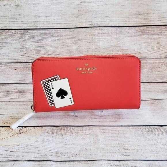 Kate Spade Lucky Draw Large Continental Zip Around Leather Wallet Casino Theme - Picture 3 of 15